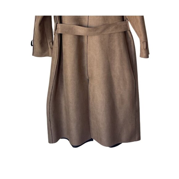 Anthropologie Luii Trench Coat Size XL Suede Ombre Belted Long Capsule Lagenlook - Picture 6 of 8